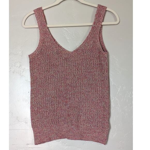 John + Jenn Knit Sweater Tank XS Cotton Ribbed Sleeveless Colorful Marled Pink - Picture 1 of 8